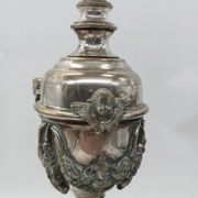Pair of silver-plated bronze candlesticks in the Empire style, early 19th century, height 70 cm