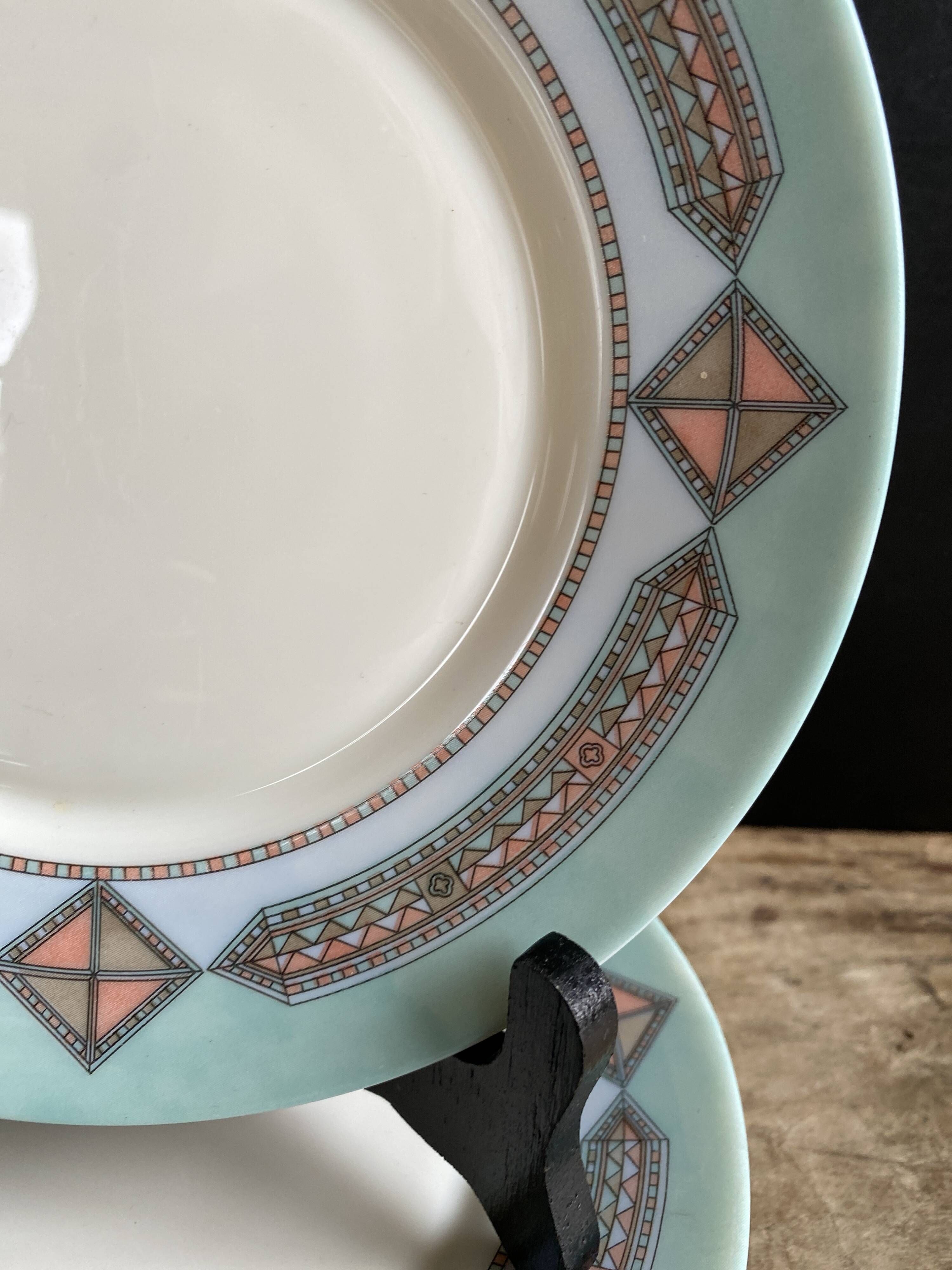 Set of 6 dessert plates Arcopal France – Aztec Vintage 90s model