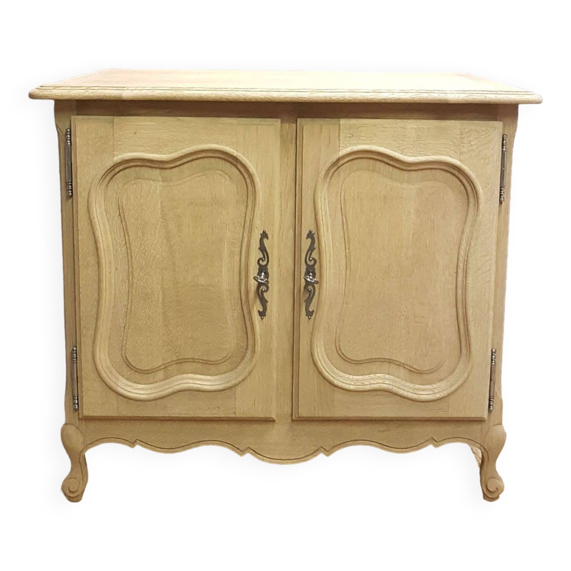 Old 2-door chest of drawers in air-coated oak, to be painted or varnished.
