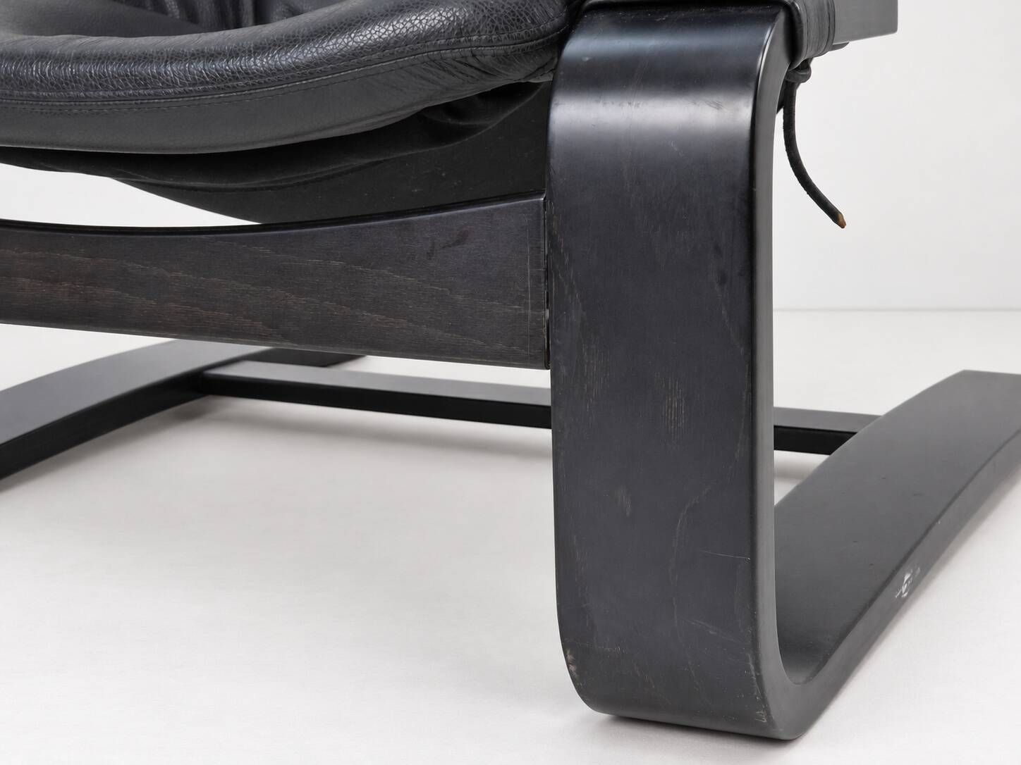 Kroken Armchair in Black Leather by Ake Fribytter for Roche Bobois