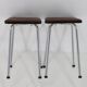 1970s Pair of Stools with Leatherette Upholstery ,Czechoslovakia