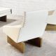 French Modernist Living Room Sofa Set In White Leather, 1950's