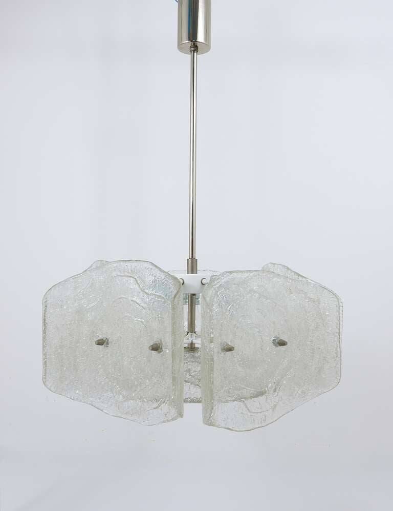 Lustre en verre dépoli de milieu de siècle de J. T. Kalmar, Autriche, années 1960