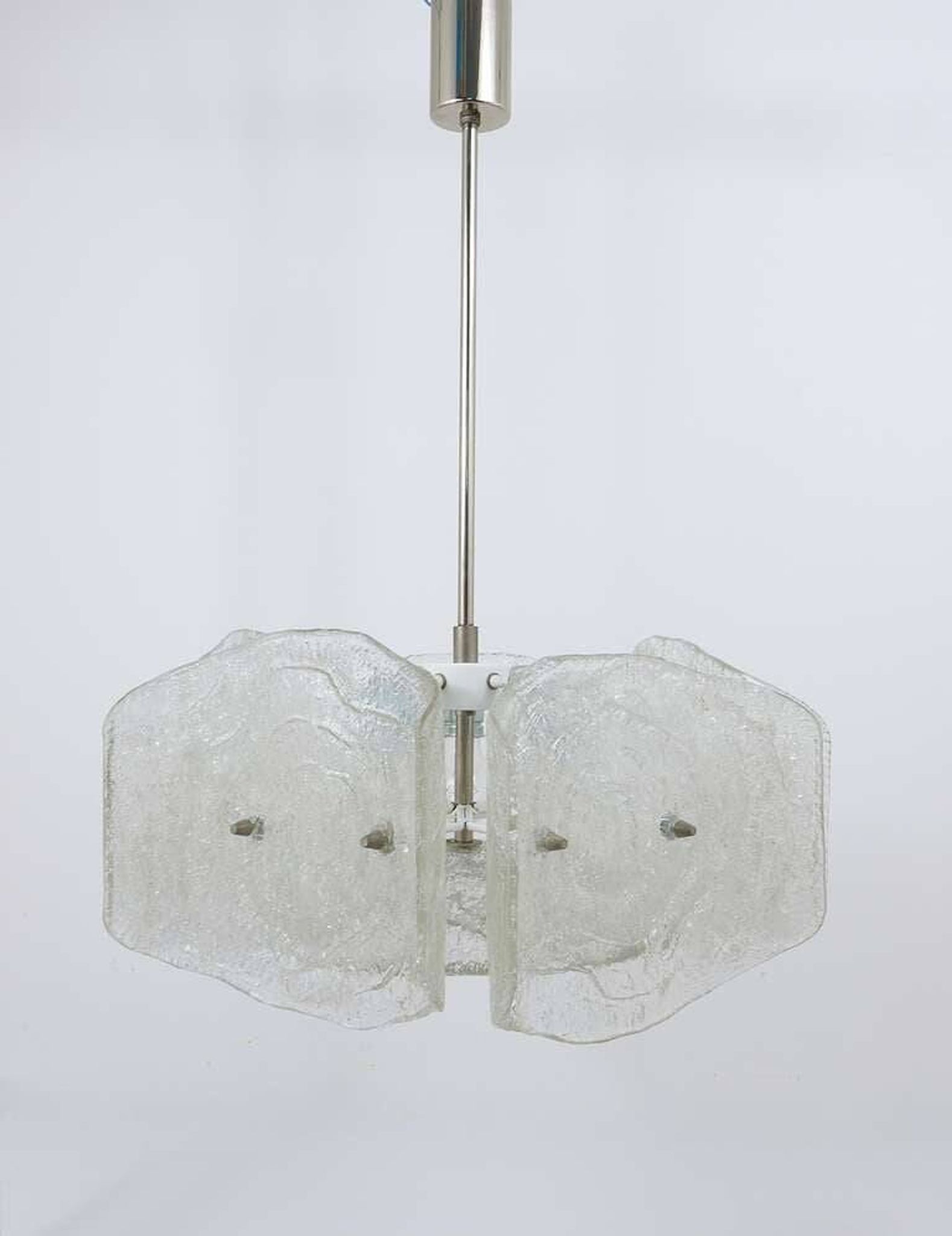 Frosted glass chandelier from the mid-century by J. T. Kalmar, Austria, 1960s.