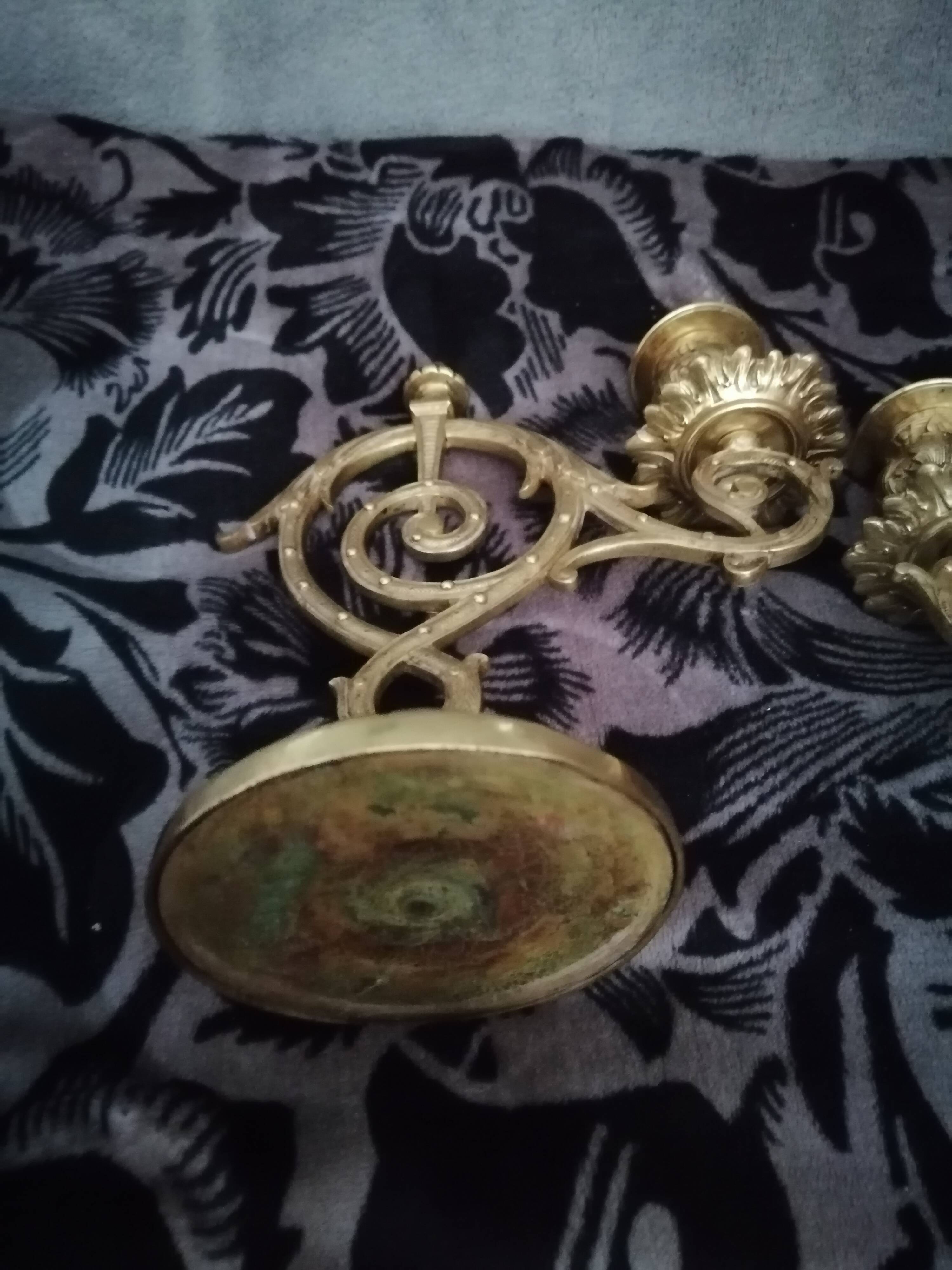 Pair of old bronze candlestick