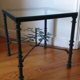 Square metal coffee table and glass top