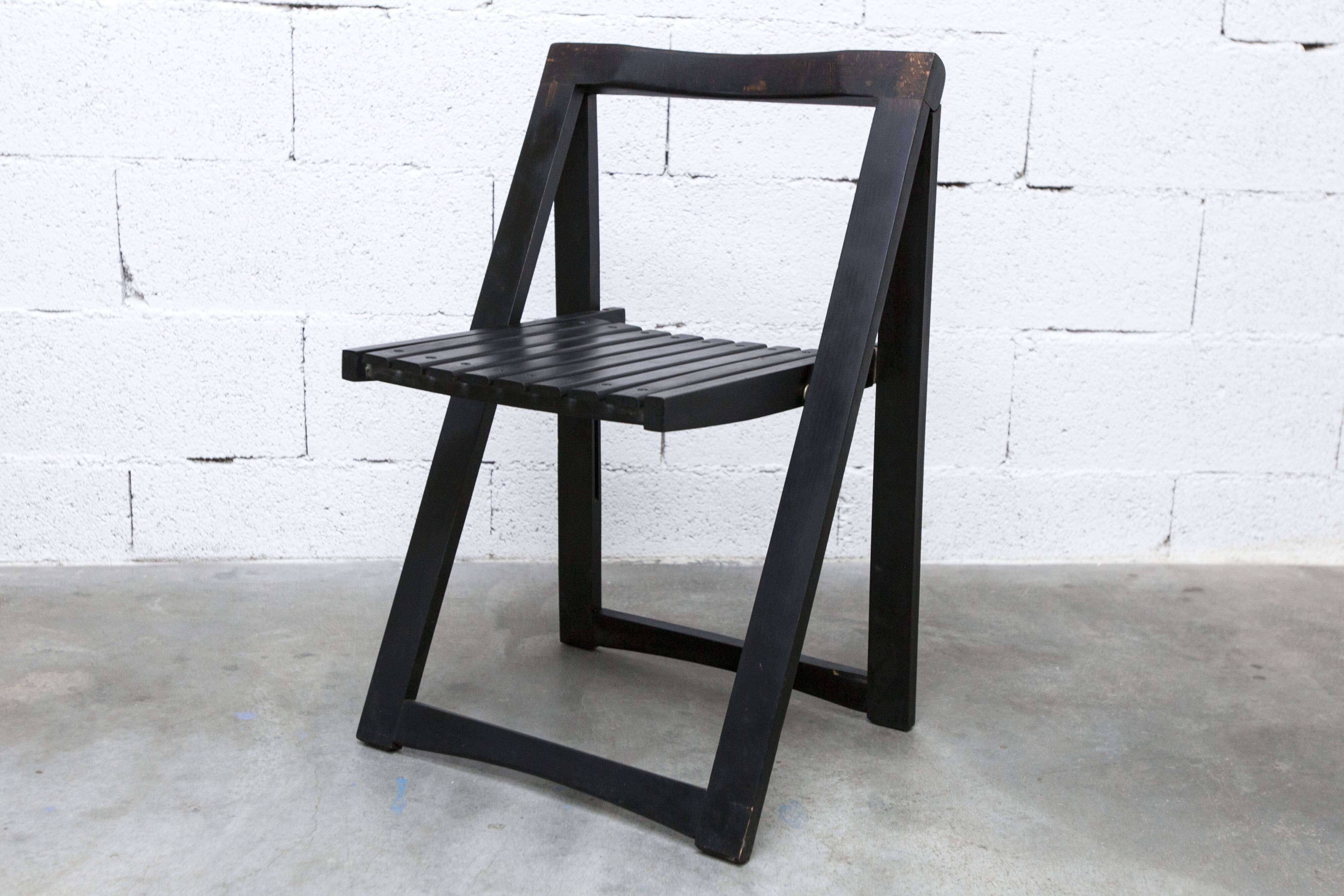 Chaise pliante Aldo Jacober pour Alberto Bazzani noire 1960 d'origine