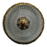 Ceiling light in glass and gold metal