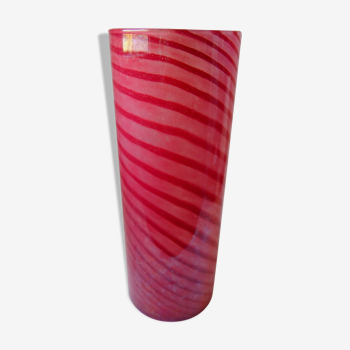Spiral blown glass vase