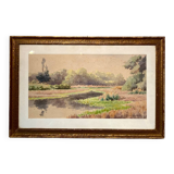 Tableau ancien, paysage signé Andrée Bouchard XX siècle