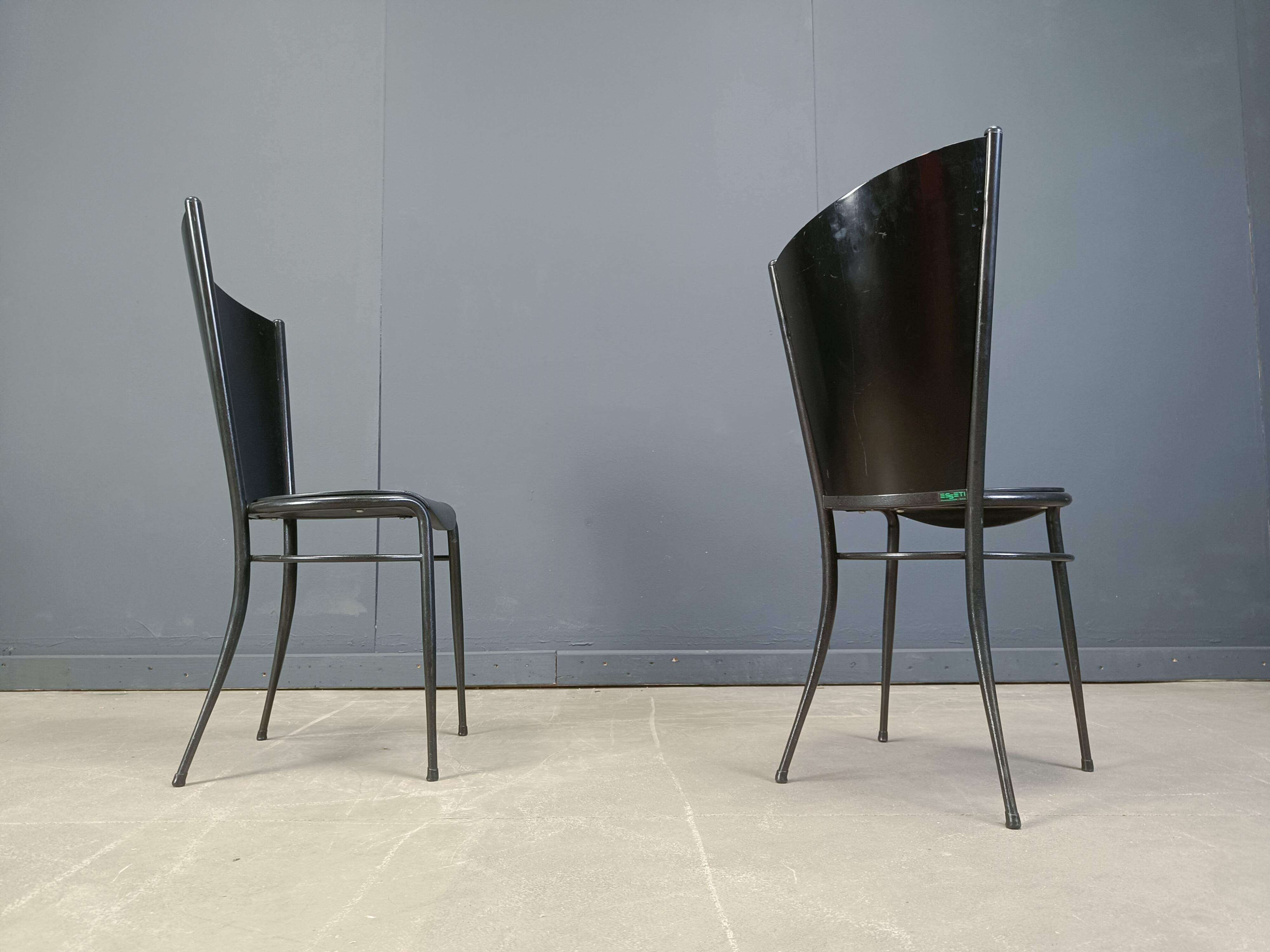 Post modern wooden dining chairs, 1980s - set of 10
