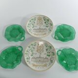Aesthetic Movement Emerald Green Glass Leaf Plates