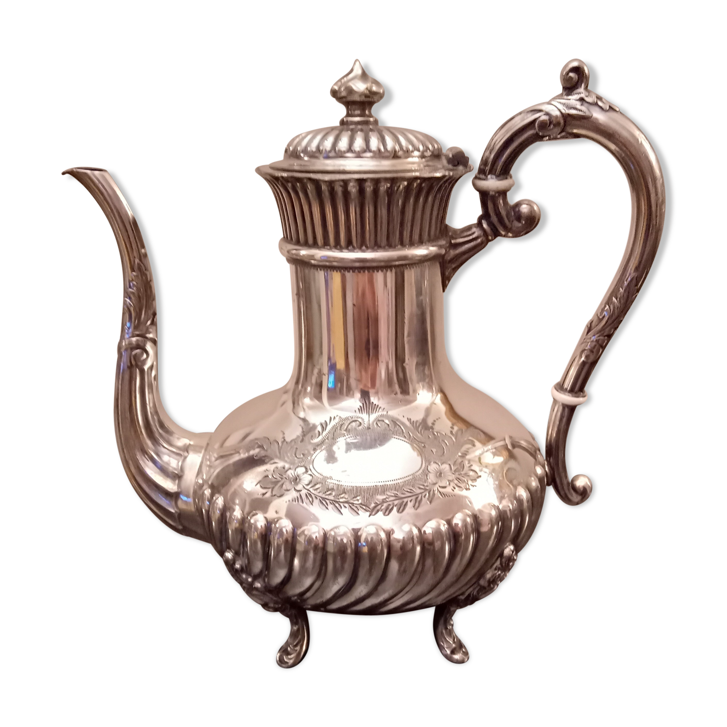 Silver metal teapot
