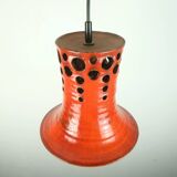 Mid century pendant light with orange ceramic shade 1970s