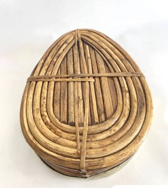 Rattan and brass basket, 1970s
