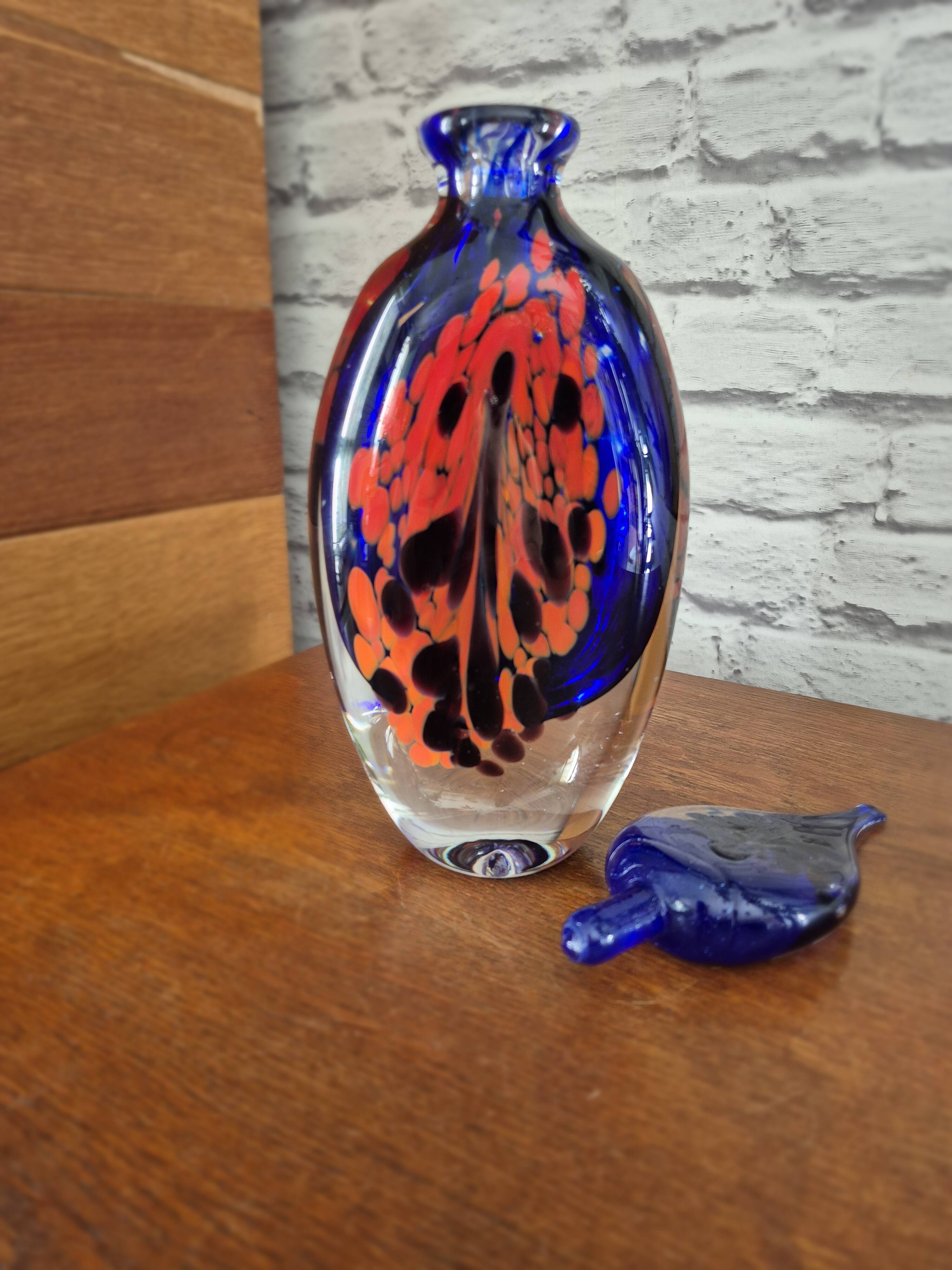 Blown glass bottle signed GAMBIER 1993