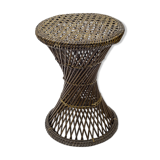 Tabouret vintage tam tam en rotin