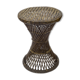 Tabouret vintage tam tam en rotin