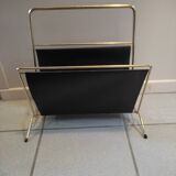 Magazine holder patinated golden metal skaï black