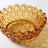 Rare Vintage Amber Honey Glass Fruit Bowl / Italy / 1950s