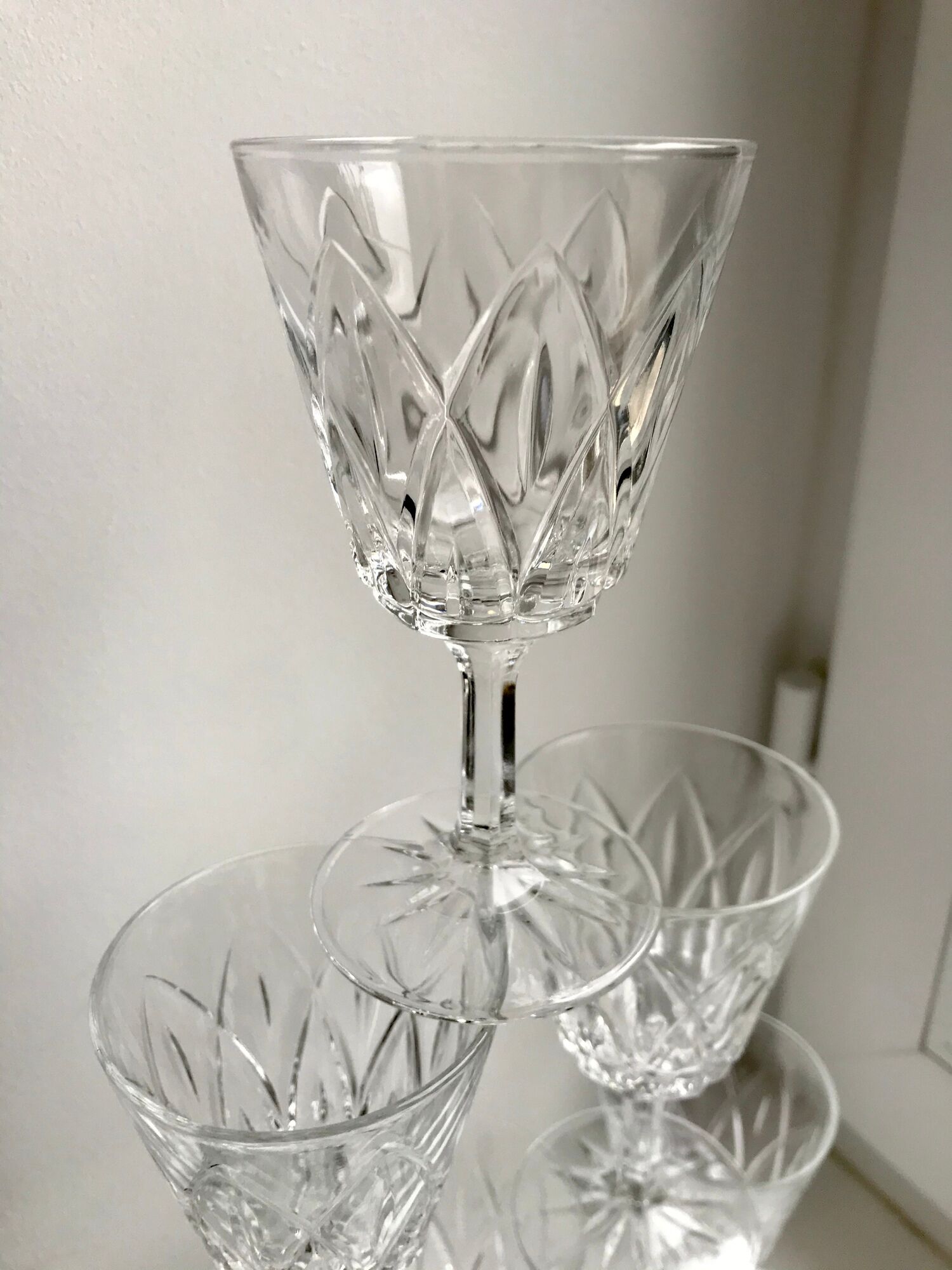 Set of 7 glasses of wine / crystal water 60s