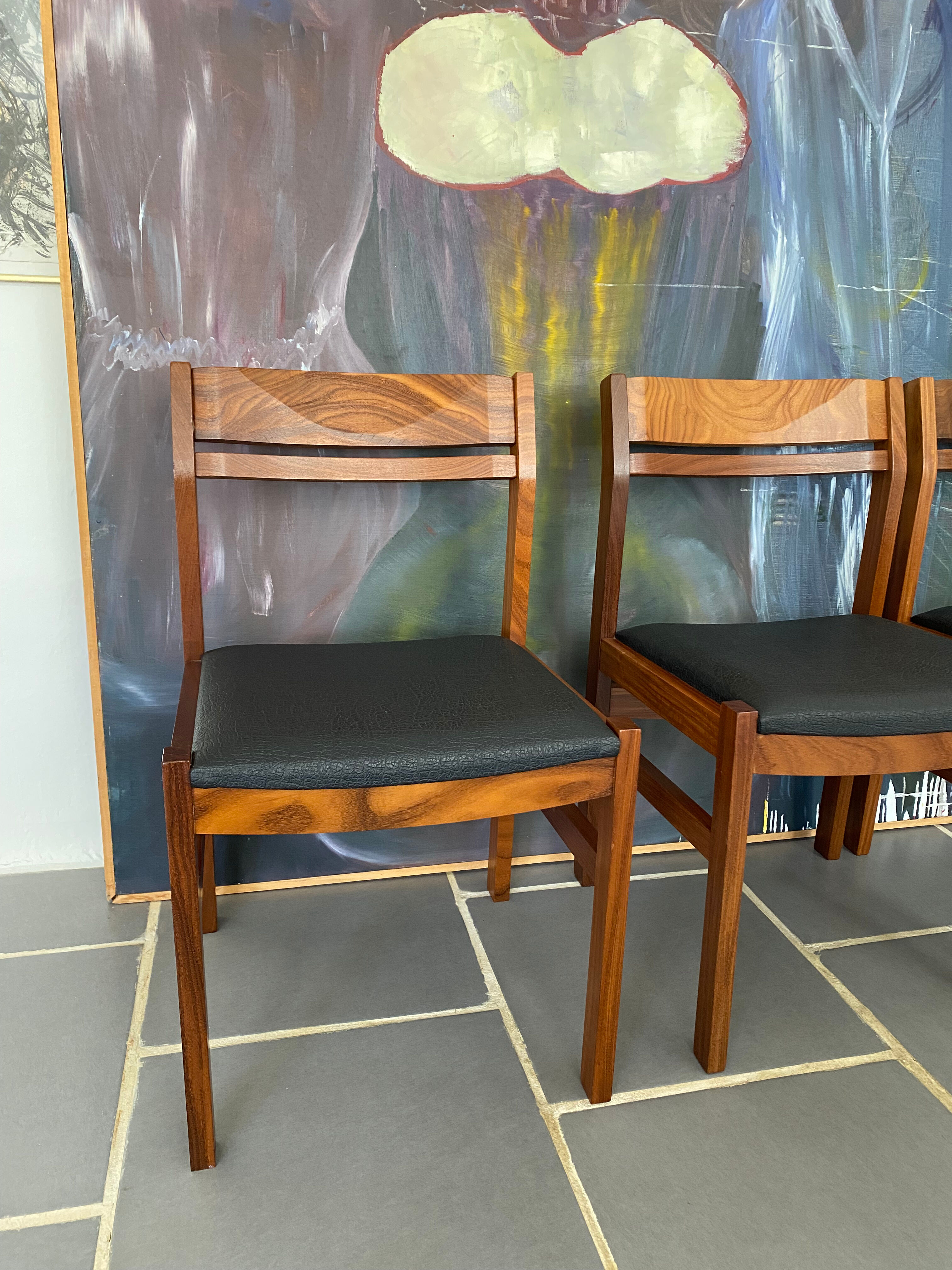 Set 4 Scandinavian teak chairs vintage 60s