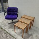 Set of 3 vintage cane nesting coffee tables