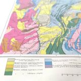Vintage map of Jura France Switzerland 43x43cm from 1950