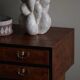 Danish Art Deco console with elm wood and burl drawers, 1940s.