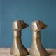 Vintage brass dog head bookends, brass greyhound animals, paperweight, library, office
