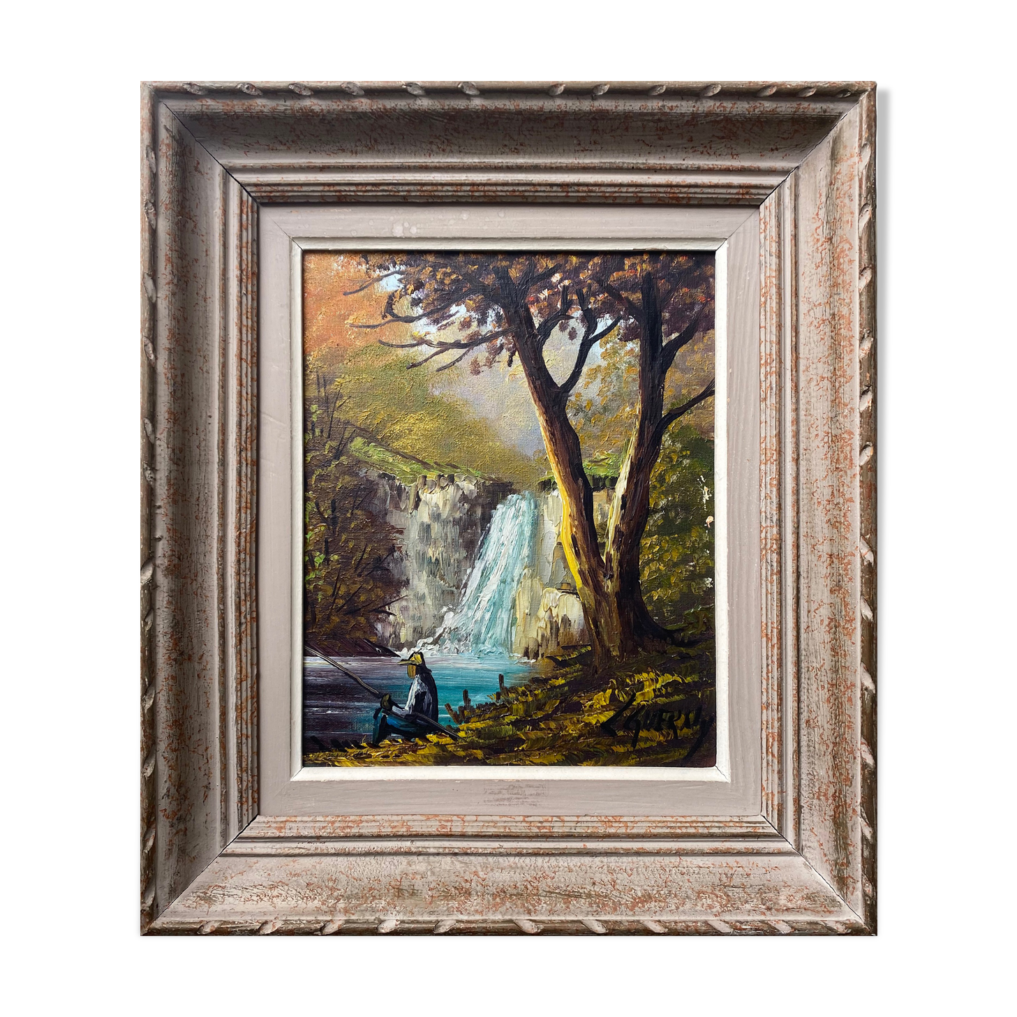 Painting "CSO Fisherman on the Edge of a Waterfall" by L. Gerny