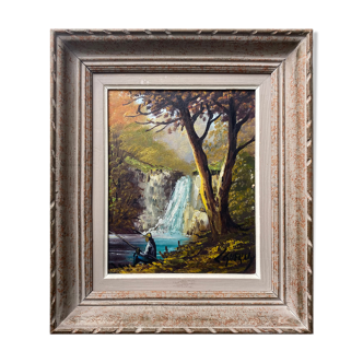 Painting "CSO Fisherman on the Edge of a Waterfall" by L. Gerny