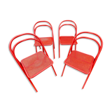 Set of 4 folding chairs in metal 70s