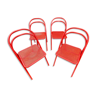 Set of 4 folding chairs in metal 70s
