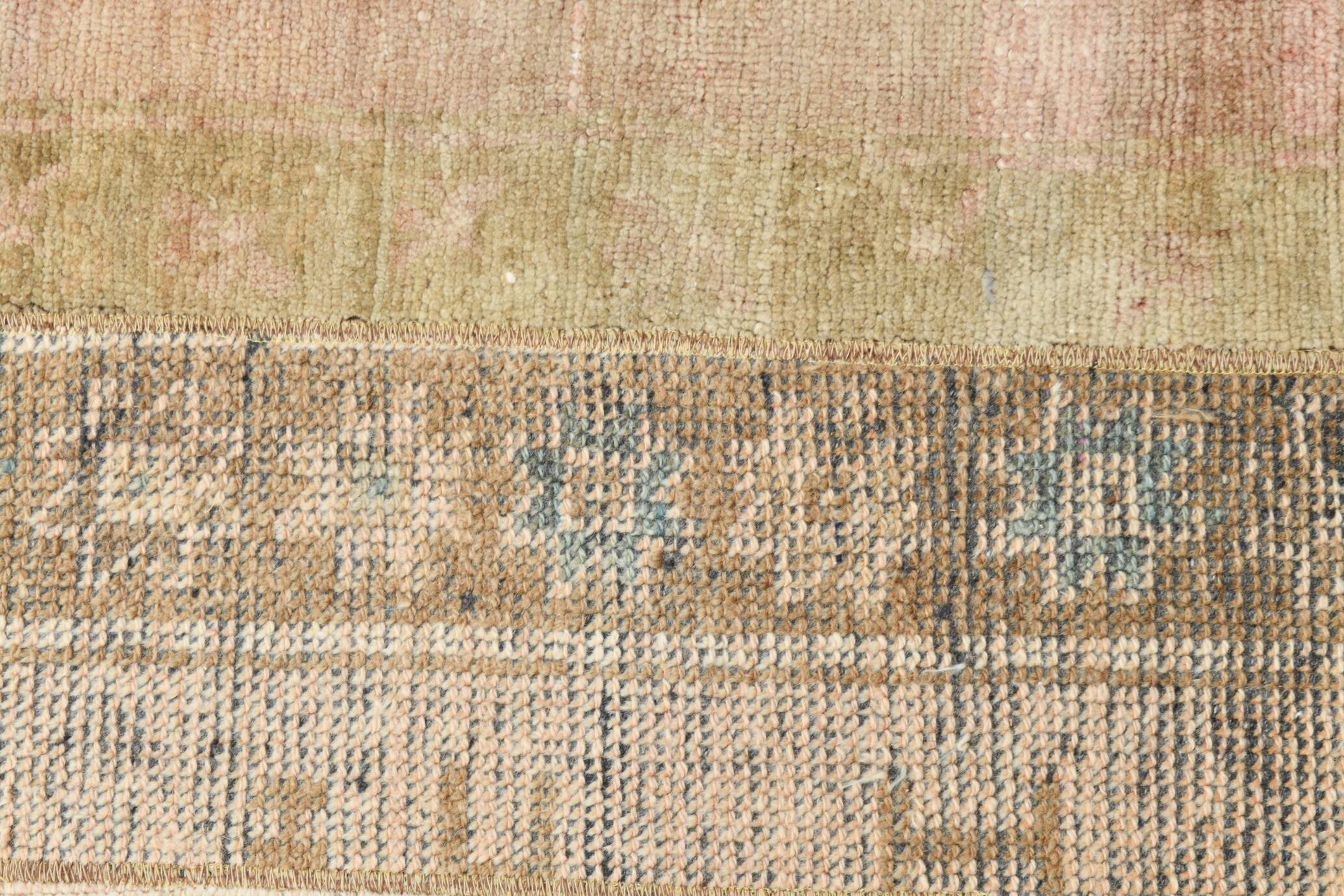 Vintage Brown Beige Turkish Vintage Runner Rug, 67x254Cm