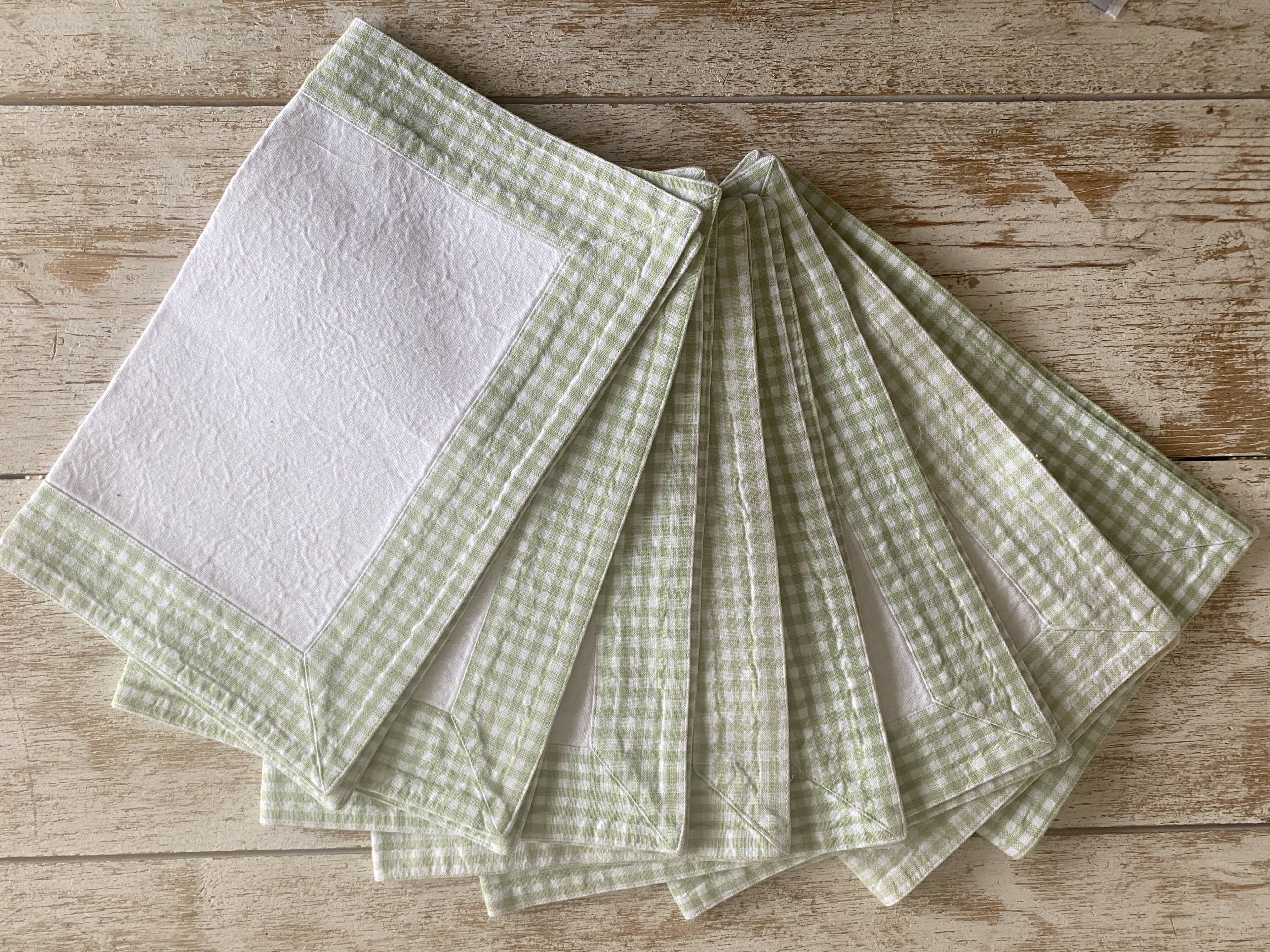 Set of 8 double-sided gingham placemats - 45x35cm - cotton