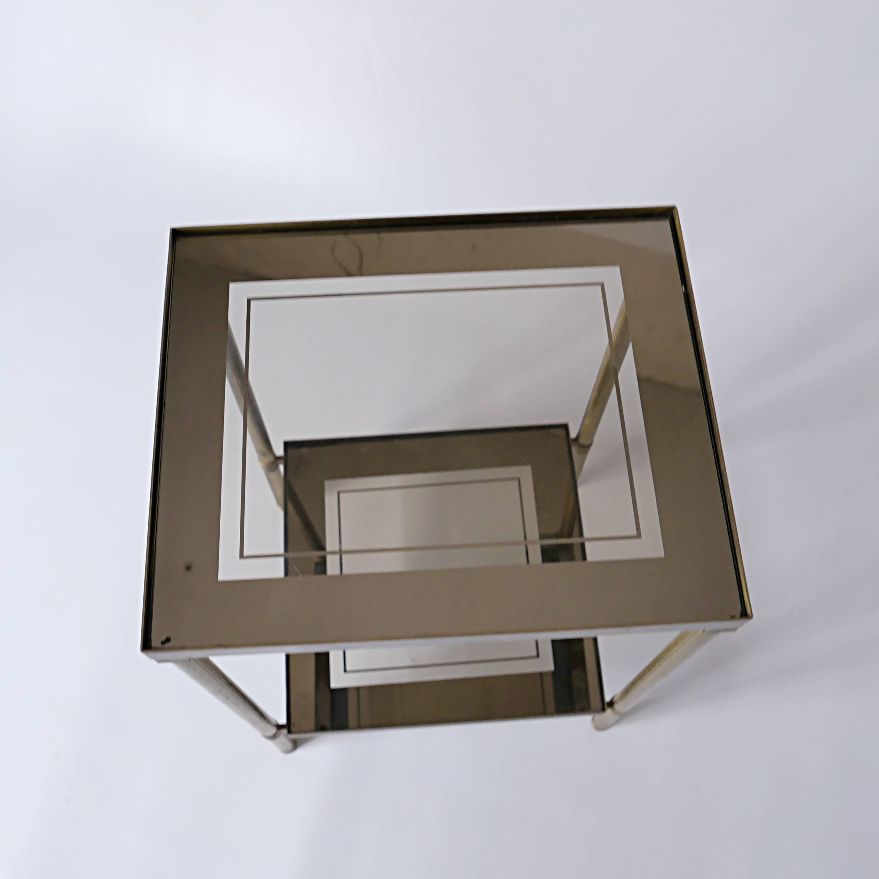 saddle table in brass smoked glass mirror old vintage Jansen house