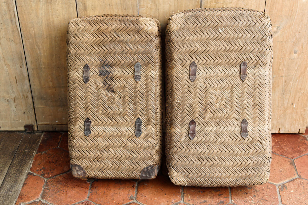 Pair of old braided pans