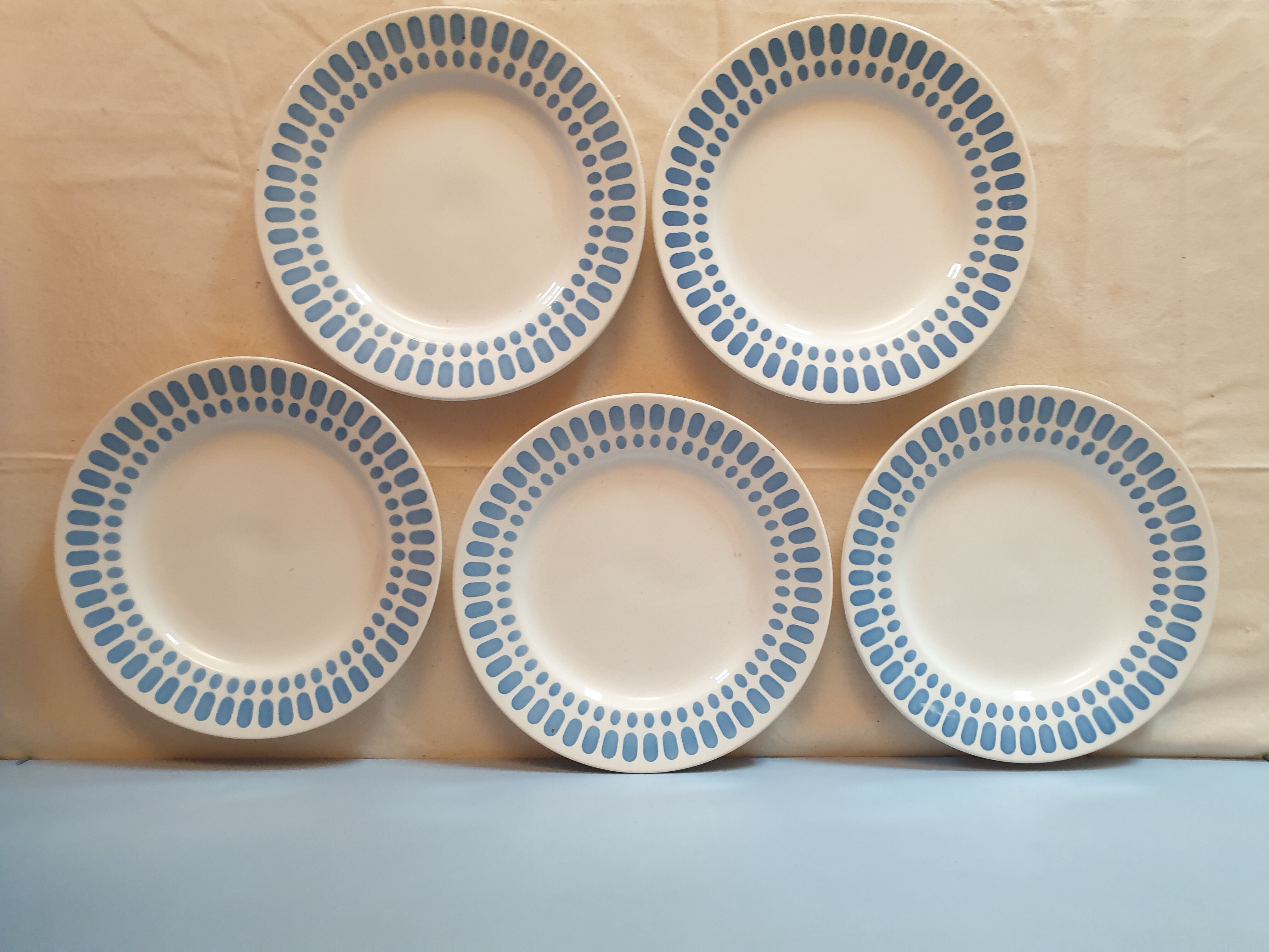 Suite of 5 flat plates Digoin Saarguemines