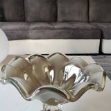 Murano Ruffled Bowl/Centerpiece, Pearly Iridescent Taupe Color. Diameter 24.5 cm