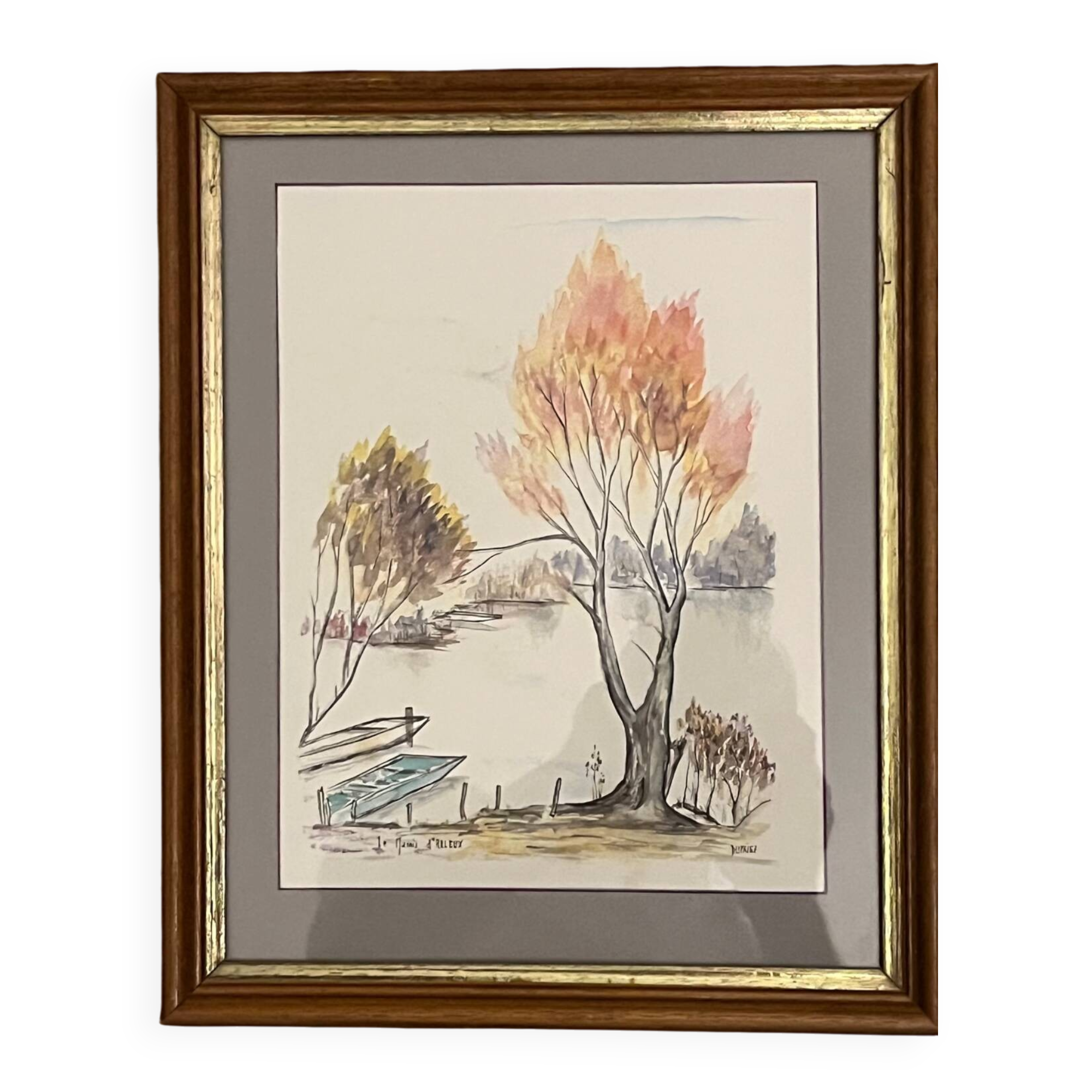 Tableau : Aquarelle -paysage de marais