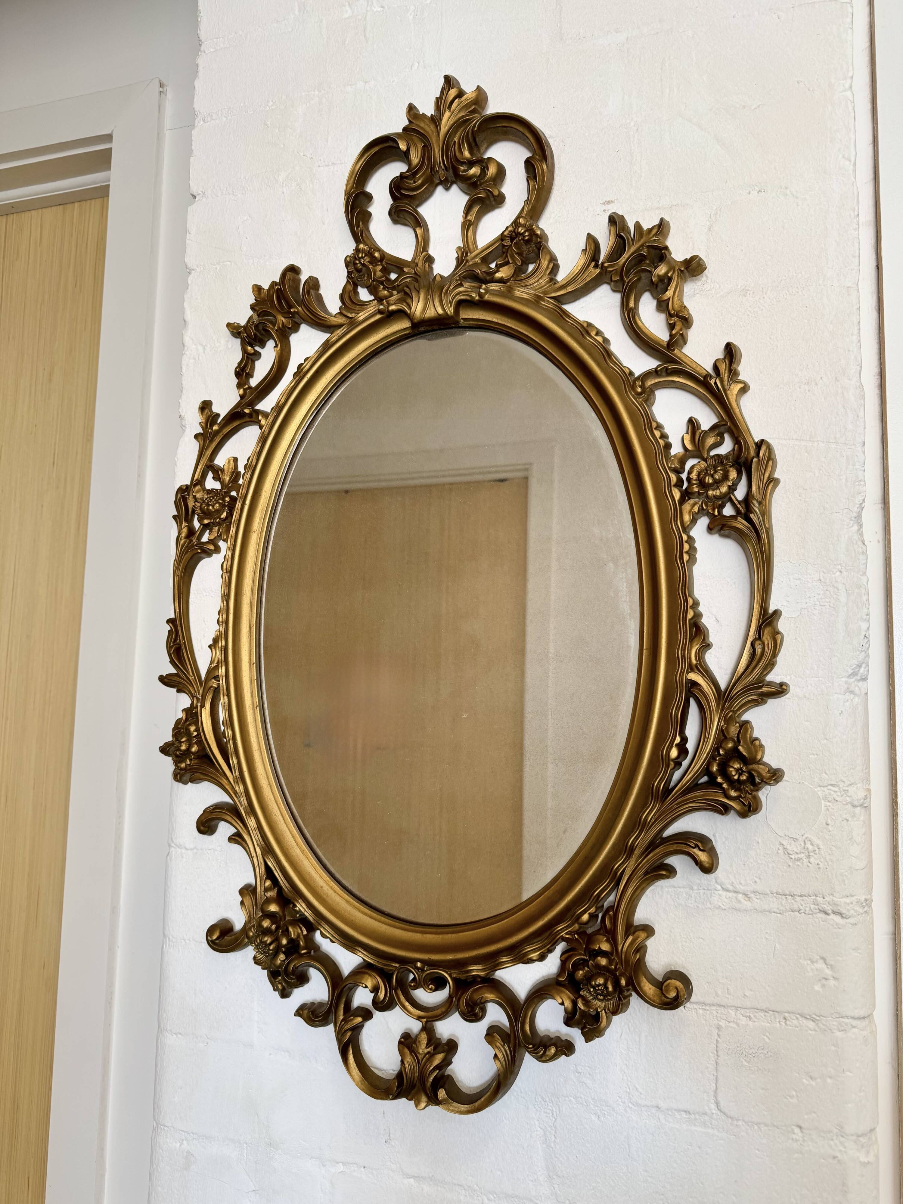 Baroque Style Oval Gold Mirror by Roberta Wood