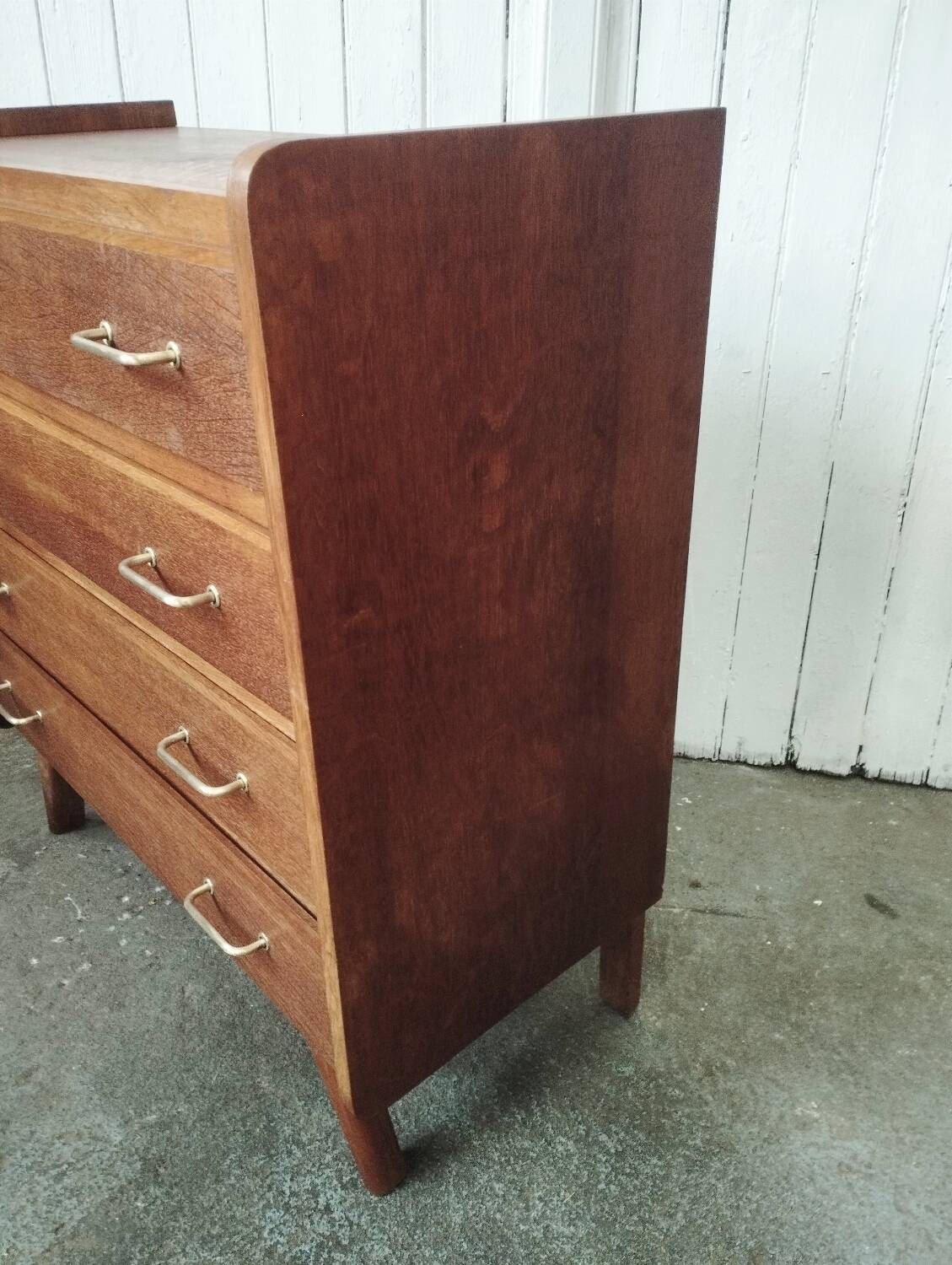 Vintage chest of drawers with solid oak compass legs