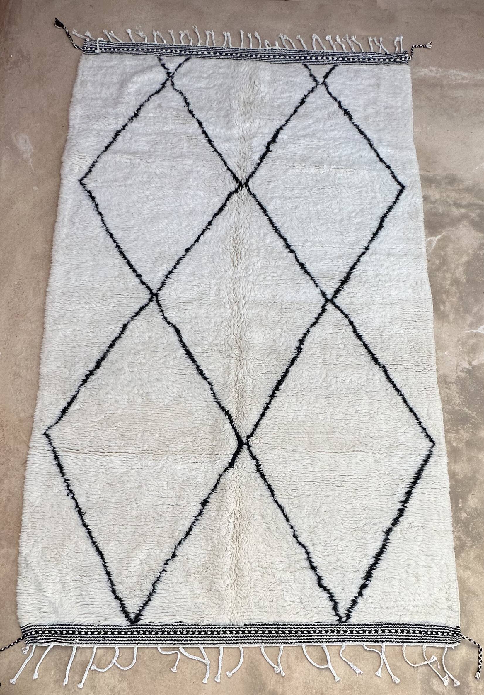 Tapis Marocain Beni Ourain blanc - 347 x 202 cm
