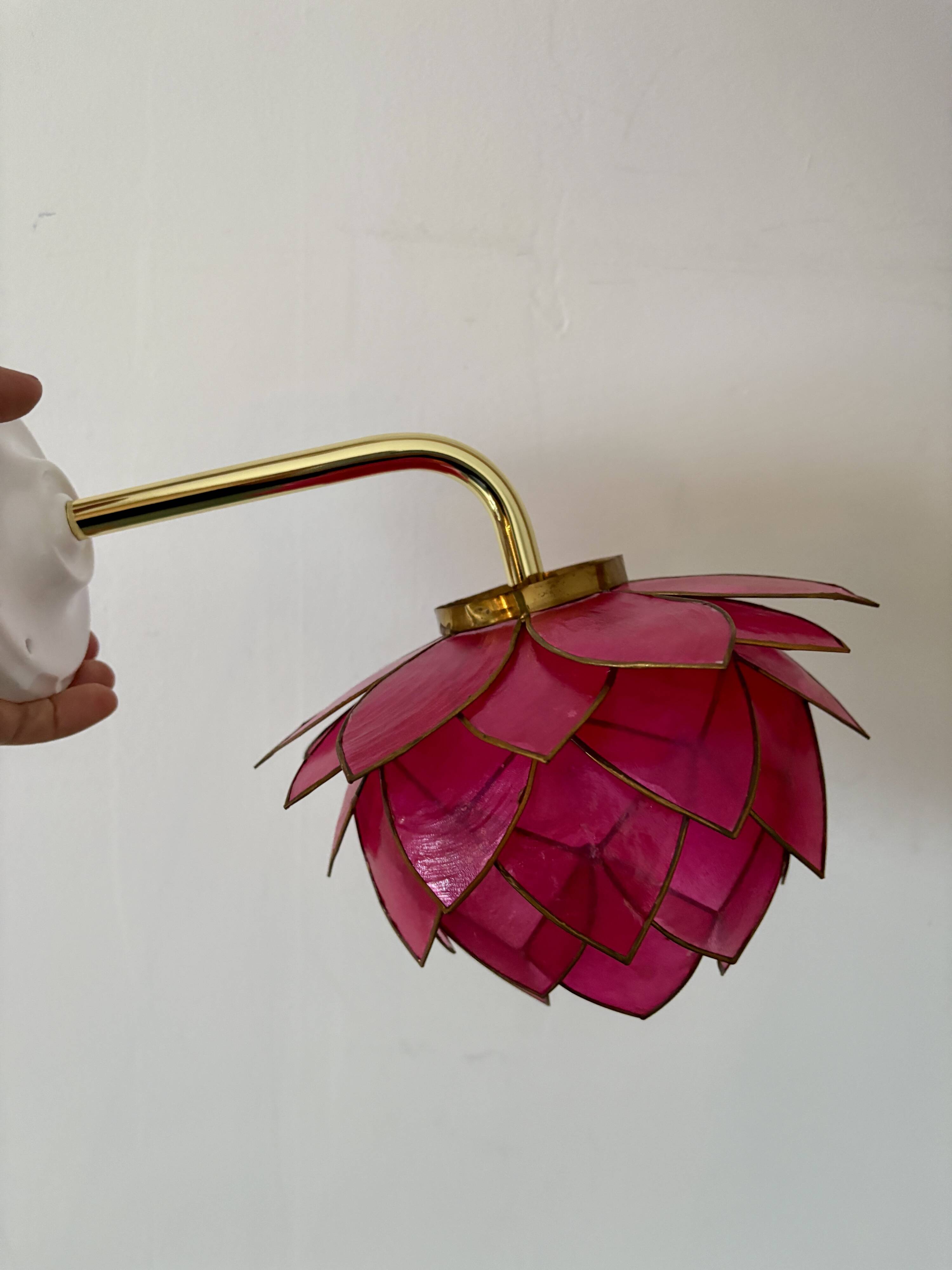 Vintage pink mother-of-pearl angled wall lamp