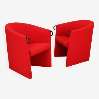 Pair of red Arflex armchairs. Italy, circa 1980