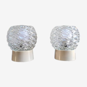 Pair of molded glass wall lights