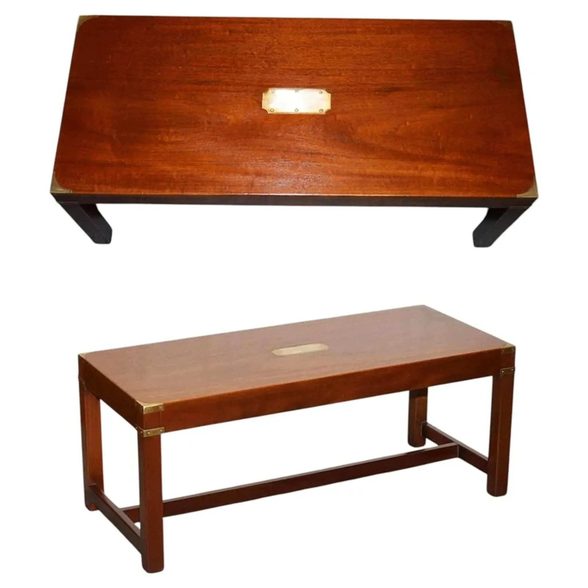 Reh Kennedy Military Campaign Vintage Coffee Table from Harrods London