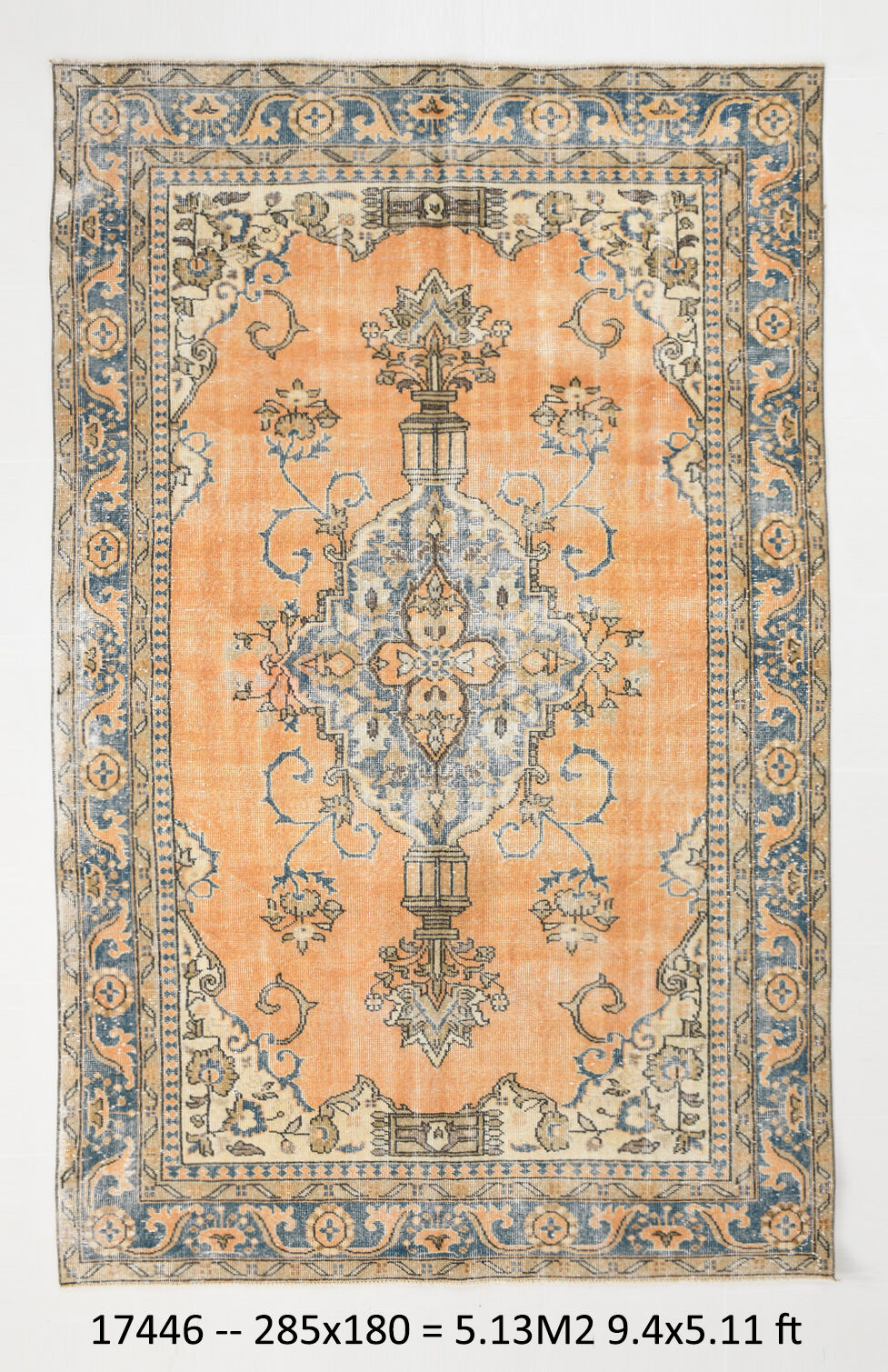 6x9 Antique Turkish Vintage Rug, 180x285Cm