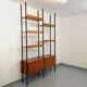 Vintage Italian double modular shelf bookcase in teak and metal